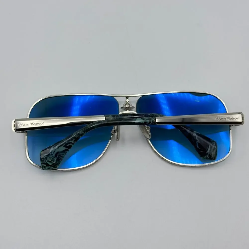 Vivienne Westwood Sunglasses Keith VW5101 800 Silver Aviator Gradient Lens 63mm